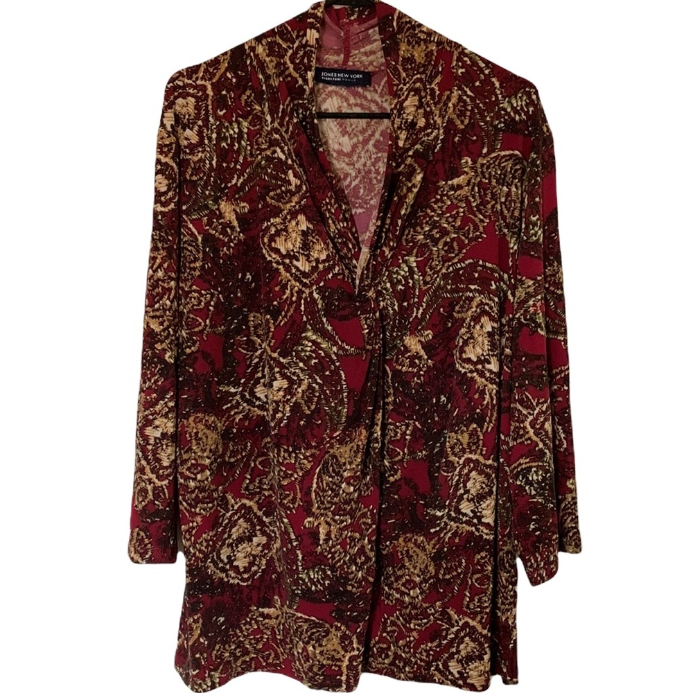 Jones of New York Burgundy V-Neck Blouse Size 1X - Picture 11 of 11